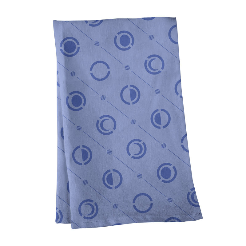 Torchon Moon phases, Mauve crocus / bleu, Croisé en coton