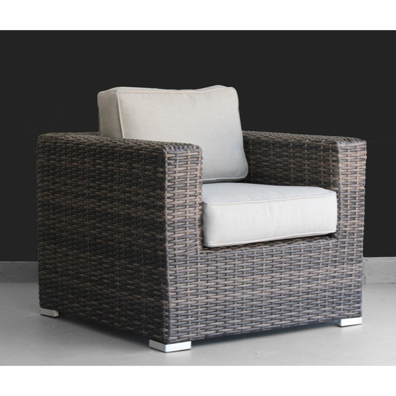 Chaise de patio confortable avec coussins - entièrement assemblée, Gris