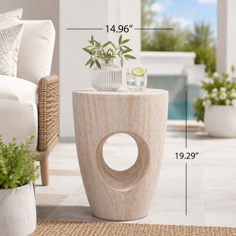 Table d'appoint Modern Modern MgO avec découpe, Marbre blanc