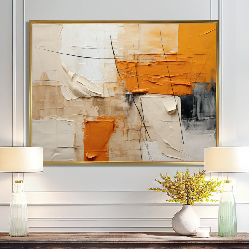 Genard Textile Symphony II - Collages abstraits, impressions sur toile, Doré, H 16 po x l 32 po