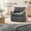 Upholstered Club Chair with 360 Degree Swivel, Grey Chenille Fabric, Single Seat for Living Room and Study
