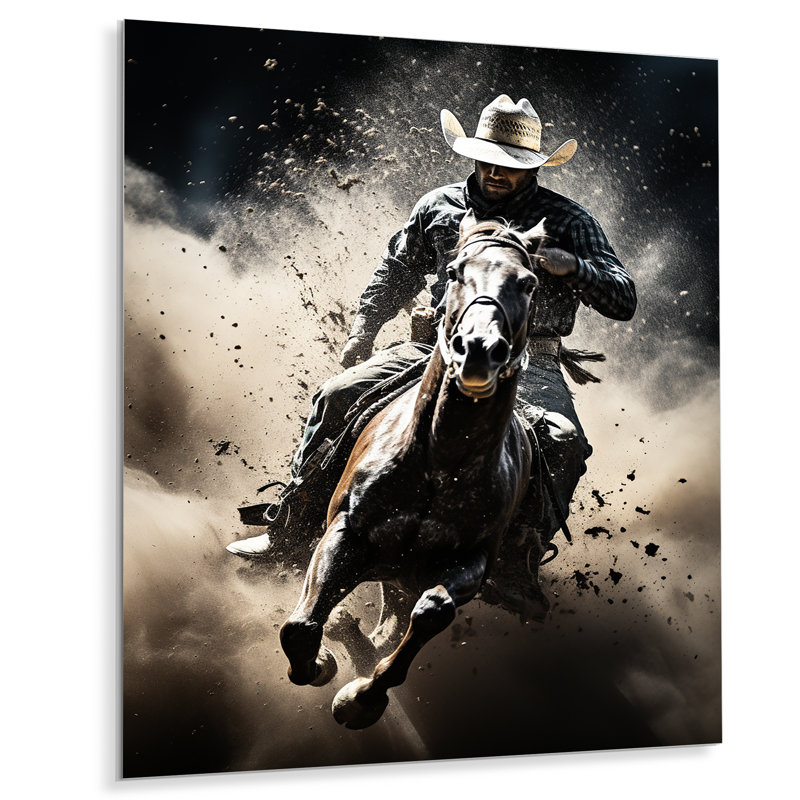 Western Western Rodeo Spirit - Décoration murale en métal Western, H 40 po x l 30 po