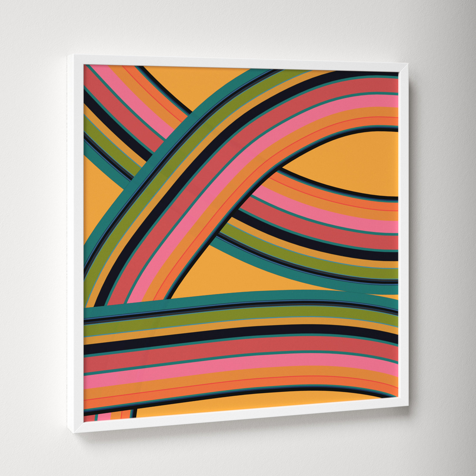 Twist Series I "Fiesta Twist" Print, White, 16" H x 16" W x 1.25" D