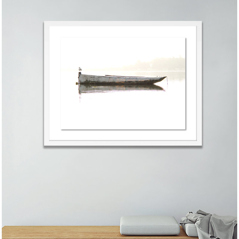 Oyster Skiff Print by Geoffrey Baris, White, 31" H x 40" W x 2.5" D