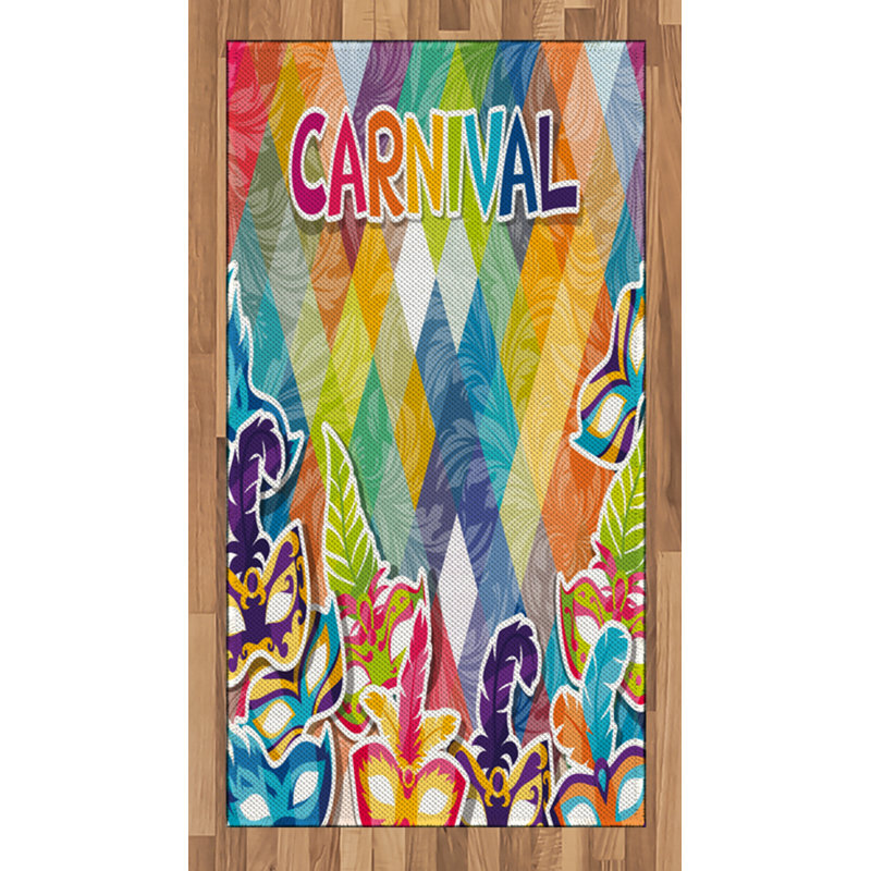 Tapis décoratif en fibres de polyester à haute densité Mardi Gras, Rectangle 2 pi 7 po x 5 pi