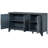 Ustyle Office Storage Cabinet In Navy Blue. + Pine Veneer, Robust, Adjustable Shelf Design Entrance Sideboard Spacious Storage,