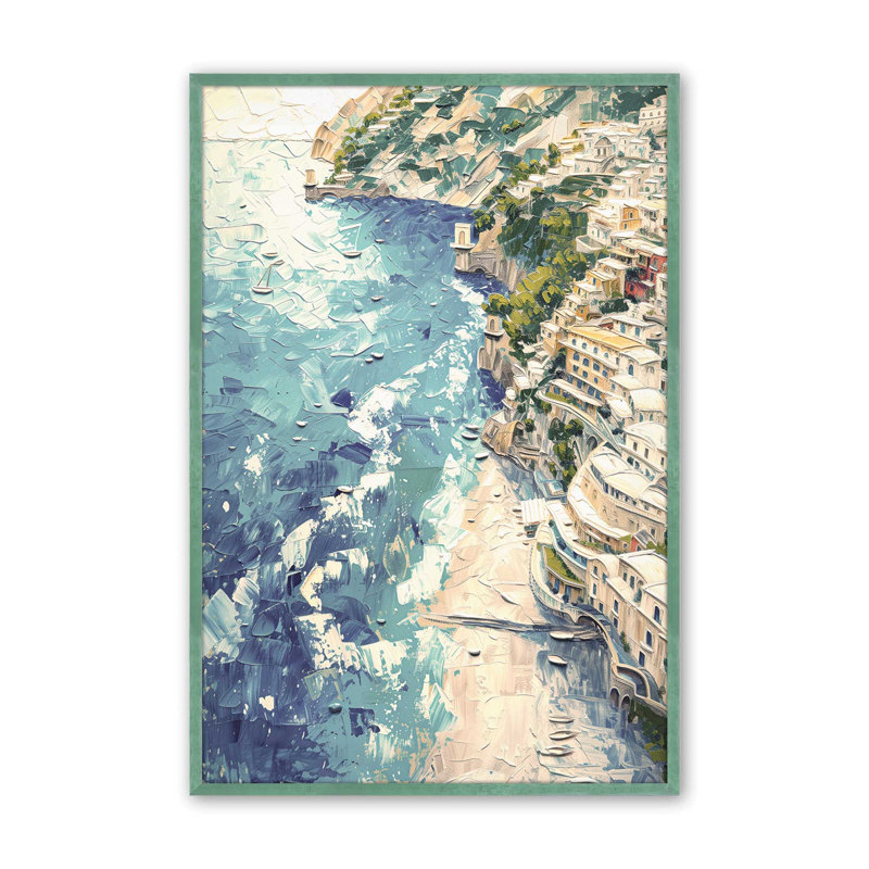 «Positano Sunset Serenade», reproduction d'art encadrée sur papier par Azure Artisanal Studio, H 17 po x l 13 po x P 1,375 po