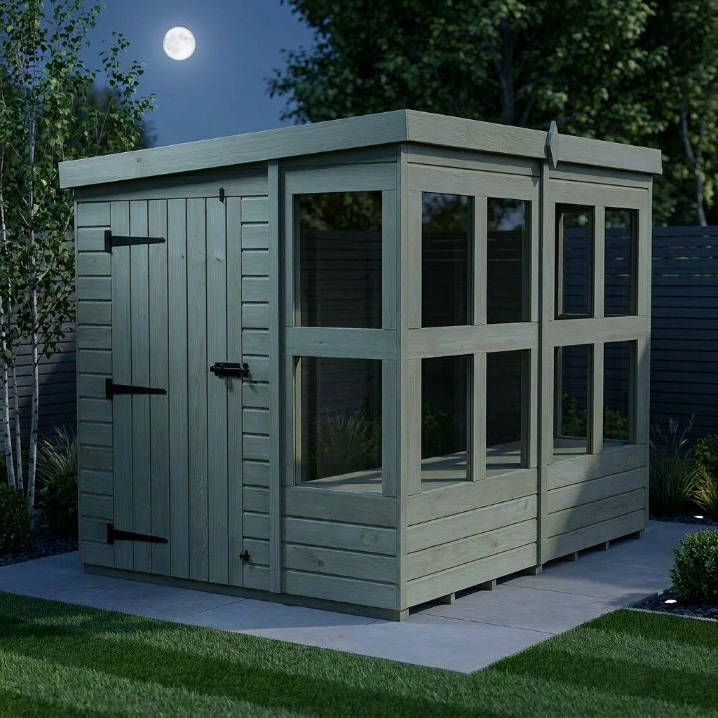 Total Sheds 8ft x 6ft Pent Potting Shed - Built-in Two-Tier Bench - Pressure Treated Timber - UK Manufactured