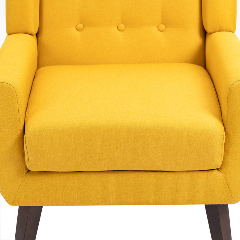 Fauteuil capitonné de 27,5 po de largeur Stephanny, Mélange de lin jaune