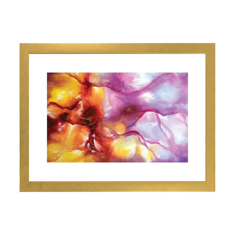 «Nebula Waves» par Spell rebond Fine Art, reproduction d'art, 16" H x 24" W x1" D, Blanc, Gold Paper