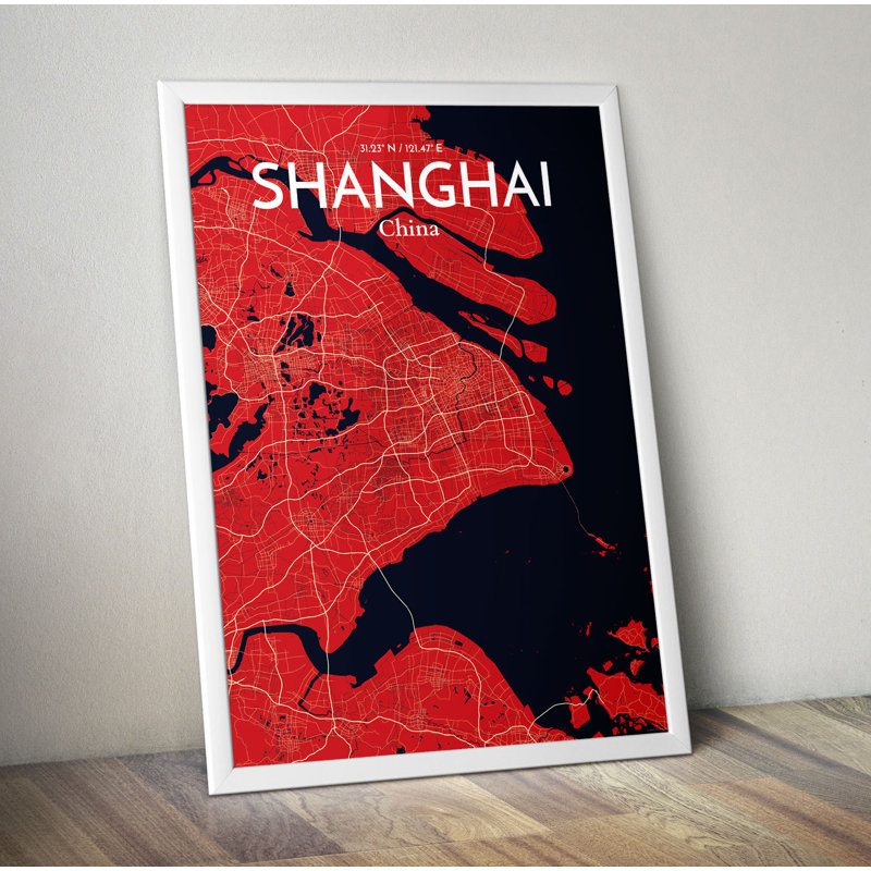 Shanghai City Map - No Frame Print, 43.2cm H x 27.9cm W x 0.13cm D