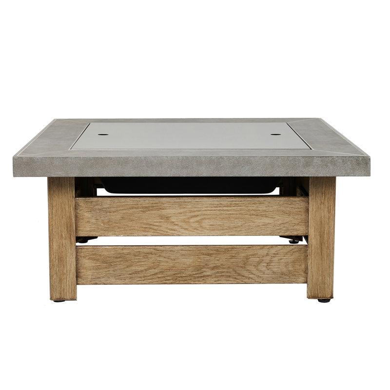 Table de foyer au bois carrée 34 pouces, foyer de patio en métal pour jardin