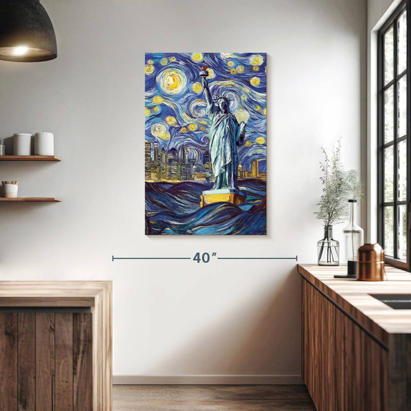Aime, statue de la liberté, nuit étoilée, H 39 po x l 26 po