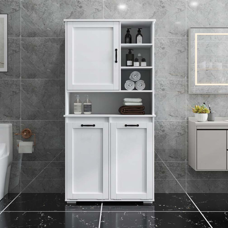 Pantry Storage Cabinet with  Open Shelve, Adjustable Shelf