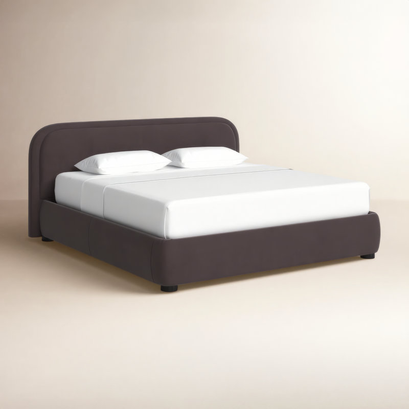 Shonda Upholstered Low Profile Platform Bed, Oatmeal, King