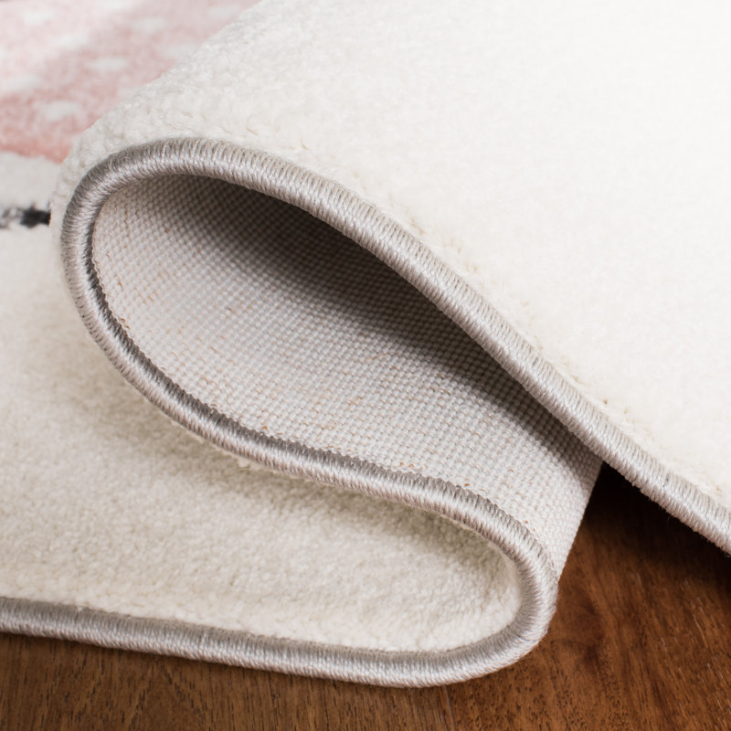 Tapis géométrique rose / ivoire Glantz, Rond 4 pi
