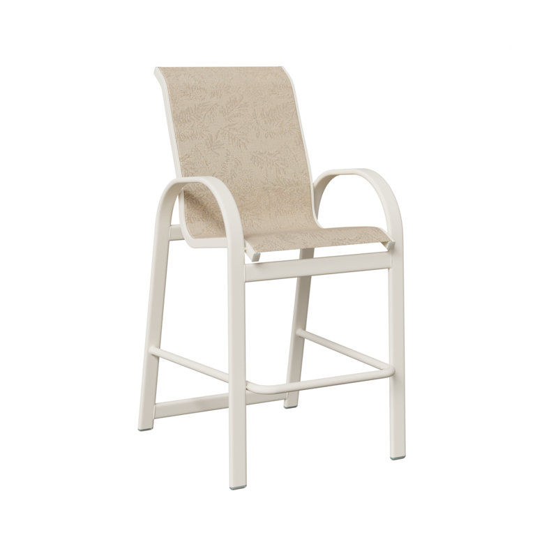 Fauteuil de bar en aluminium blanc mat Berlin Sling, Blanc mat, Feuillage tropical