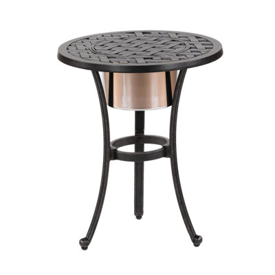 Table bistro ronde de 21 po - Rouille, table d'extérieur portative, avec seau à glace de travail et de refroidissement élégant pour la détente, la rouille et l'élégance