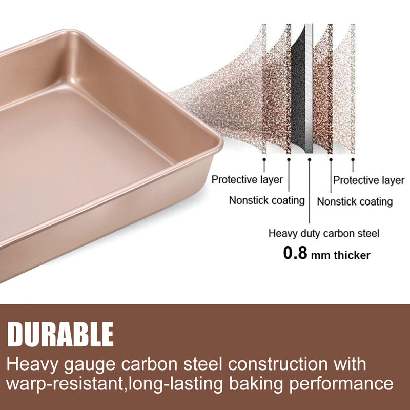 Champagne Gold Nonstick Rectangular Carbon Steel Baking Pan Set