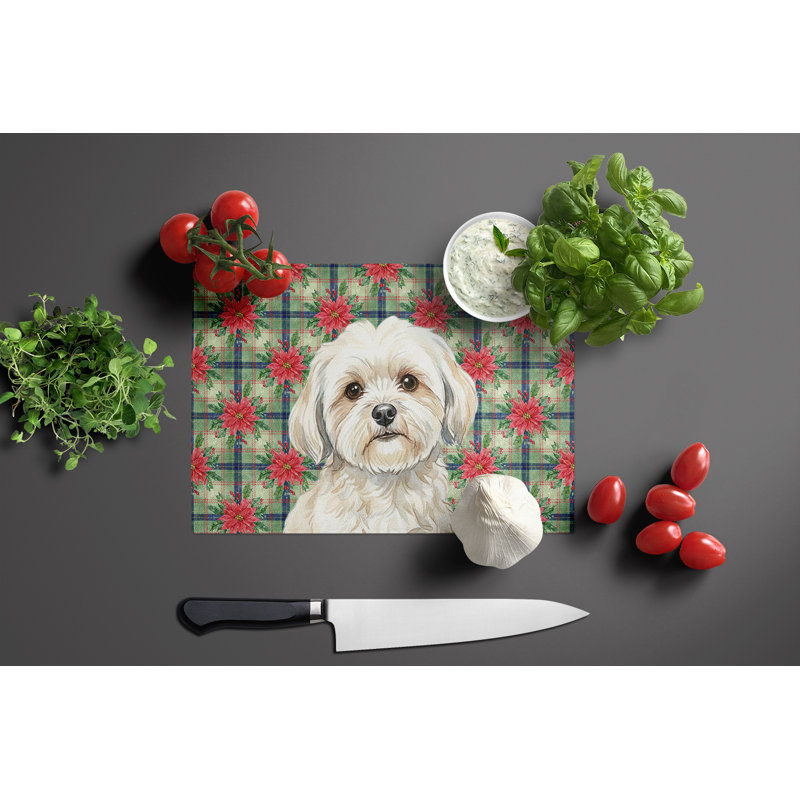 Planche à découper en verre blanc Lhasa Apso