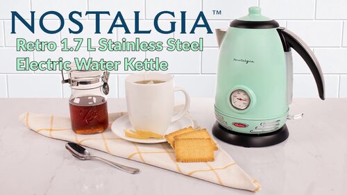 Nostalgia Electrics Retro 1.7 L Stainless Steel Electric Water Kettle, Aqua