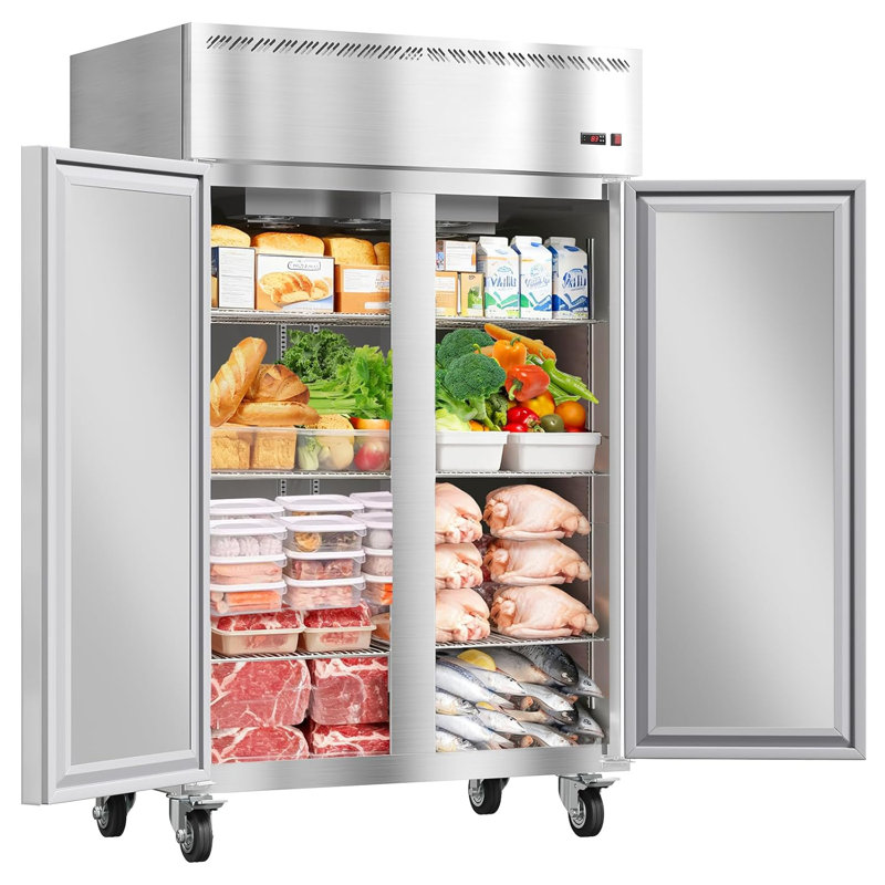 48" W Commercial Freezer -8°F~0°F,Reach-in 36 Cu.ft 2 Door Stainless Steel Commercial Refrigerator Fan Cooling,6 Adjustable Shelves, Auto Defrost,for Restaurant,Bar,Kitchen,Shop