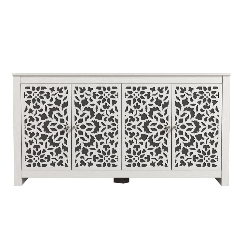 Norberto Transitional Coordinated 3 Piece Sideboard Set, Pearl White Oak