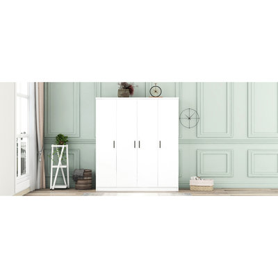 Armoire moderne blanche à 4 portes avec tiroir pour garde-robe de chambre à coucher pratique - Atmosphere