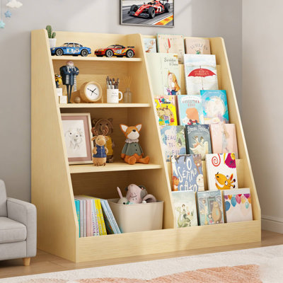 4 Tier Multifunctional Book Shelf With Display Stand For Playroom Nursery Study Area