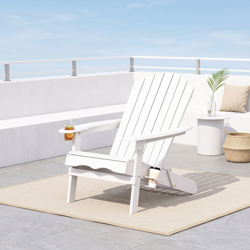 Chaise en bois avec porte-gobelets, Blanc
