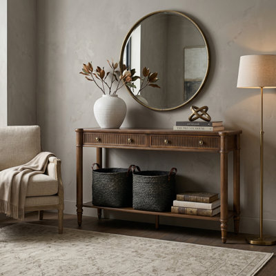 Kaybri Derk 47" Transitional Fluted Console Table with 2 Storage Drawer and Simple Assembly