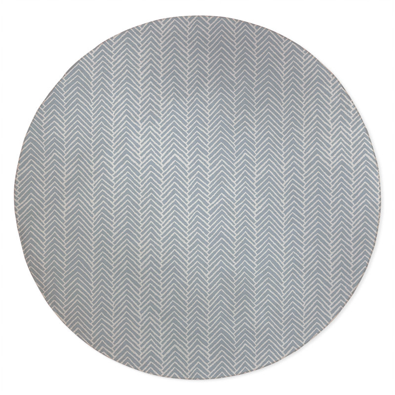 Chevron Block Non-Slip Outdoor Rug, Round 5'