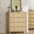 Rattan 4 Drawer Dresser, 37" Tall Wooden Storage Chest for Bedroom Living Room Hallway