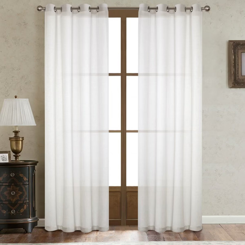 Drage Sheer Curtain Pair, 52" W x 96"L, White