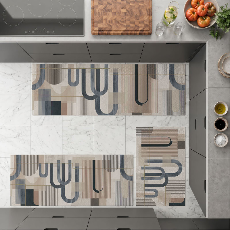 Tapis de cuisine géométriques antidérapants lavables