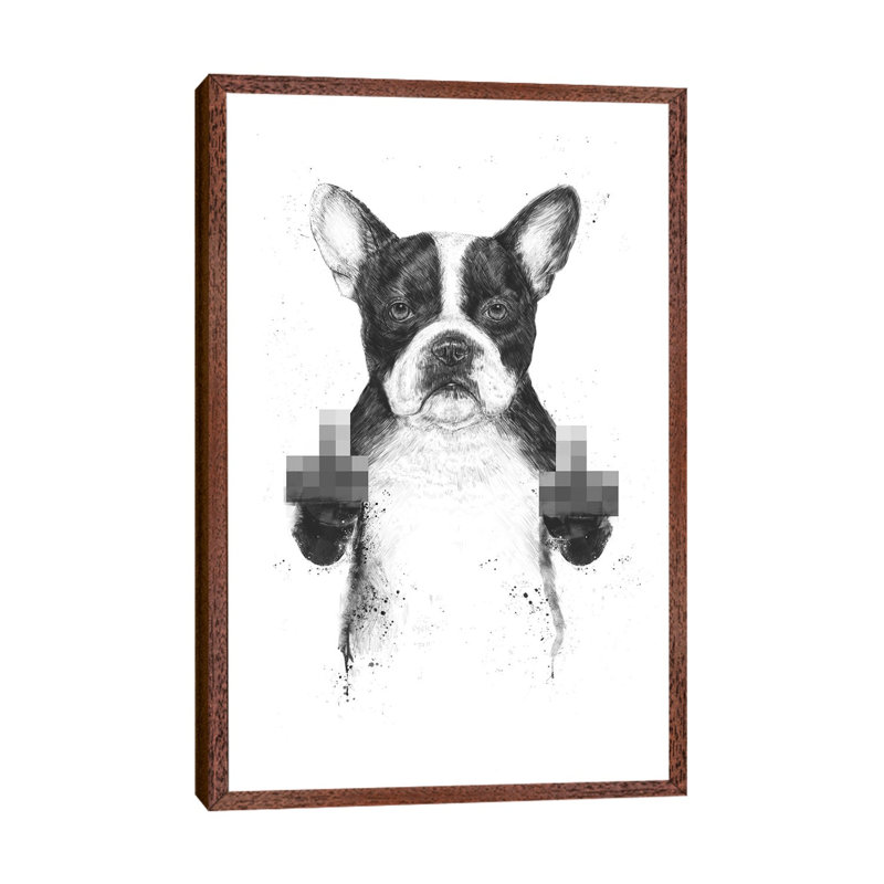 Censored Dog by Balazs Solti - Print on Canvas, Classic Brown Wood Framed, 101.6cm H x 66.04cm W x 3.81cm D