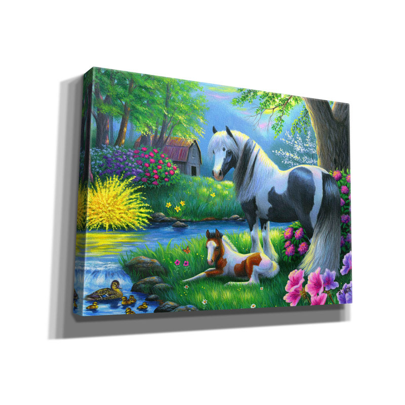 «Spring Morning At The Farm» par Bridget Voth, H 40 po x l 54 po x P 1,5 po