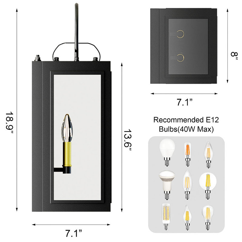 19"H 2-Light Outdoor Wall Lantern with Dusk to Dawn