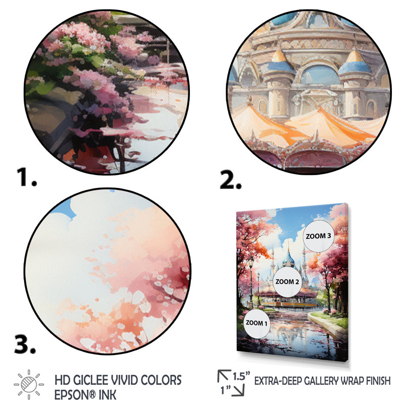 Yeiren Carousel Whimsical Delight VII, reproduction d'art sur toile, Cadre photo noir, H 32 po x l 24 po x P 1 po