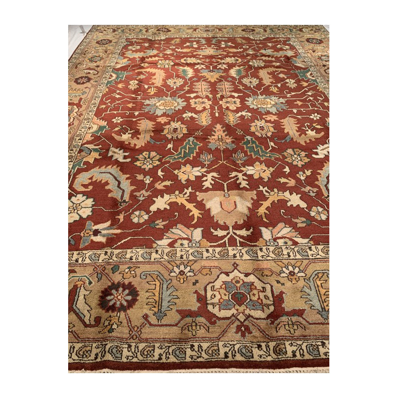 Wool Oriental Area Rug in Red/Beige