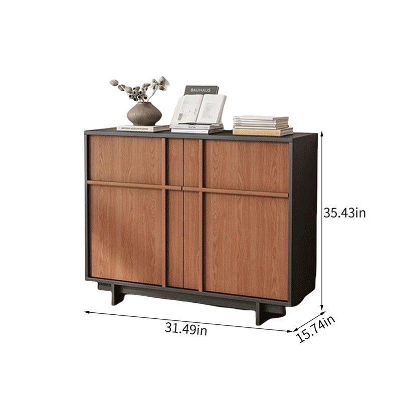 Armoire d'appoint en bois simple et moderne, Noir, noir, noir, noir, H 35,43 po x l 31,49 po x P 15,74 po