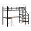 Lits gain d'espace avec rangement, lit mezzanine simple en métal et bois noir, style moderne