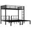 Lit superposé triple en métal noir pour 3 personnes, simple au-dessus de simple avec option simple TG, peu encombrant