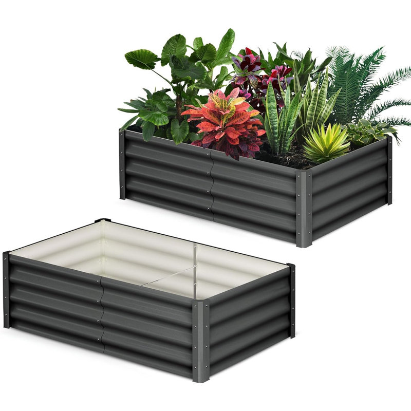 Metal Raised Garden Bed, 30cm H x 180cm W x 90cm D