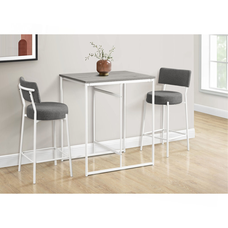 Table de salle à manger, rectangulaire, 32 po, petit comptoir, comptoir en stratifié, cuisine, Gris / Blanc