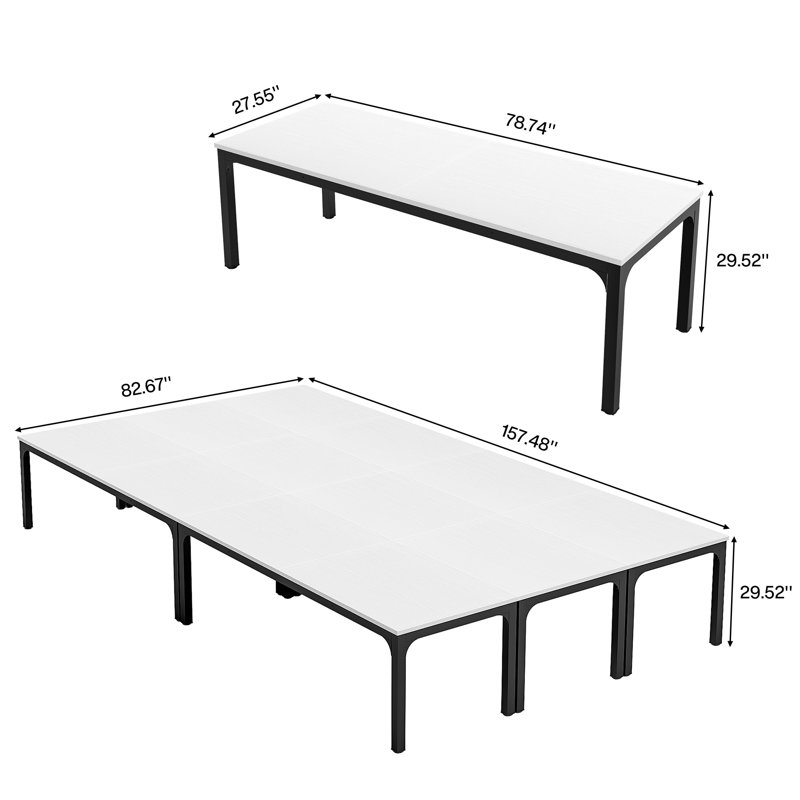 Table de conférence 78,74 "multiple, Blanc/Noir