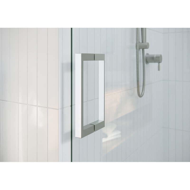 Astro 48 - 52 in. x 78 in. Fully Frameless Glass Sliding Shower Door, Brushed Nickel
