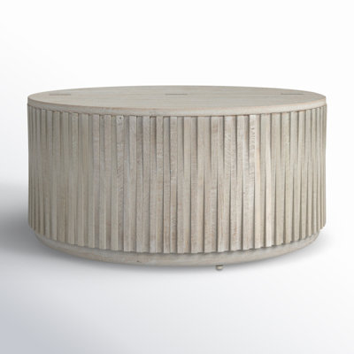 Sylvia Solid Wood Drum Coffee Table with Storage