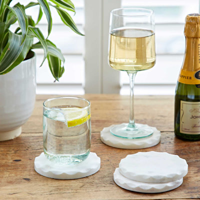 Round White Marble Coasters