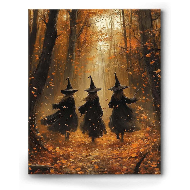 Vintage Three Witches in The Forest Witchy Canvas 50x75cm